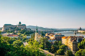 Buda Castle and Chain bridge with danube river in Budapest, Hungary